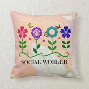 Social Worker, Pastel Springtime Design, Cushion