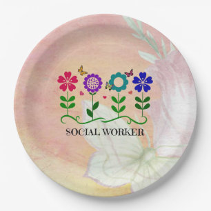 Social Worker, Pastel Springtime Design, Paper Plate