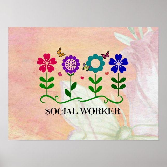 Social Worker, Pastel Springtime Design, Poster (Front)