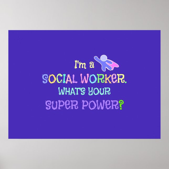 Social Worker, Pastel Text Funky Design Poster (Front)