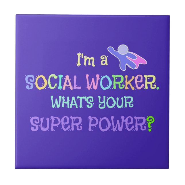 Social Worker, Pastel Text Funky Design Tile (Front)