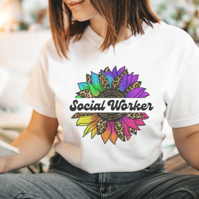 Social Worker Profession Rainbow Sunflower  T-Shirt (Social Worker Profession Rainbow Sunflower T-Shirt
)