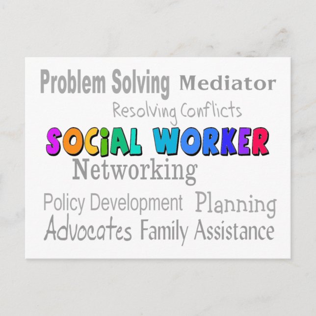 Social Worker Professional Duties Design Postcard (Front)