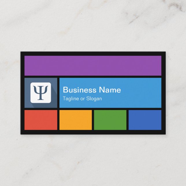 Social Worker Psychologist Colourful Tiles Creativ Business Card (Front)