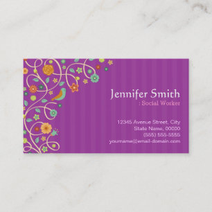Social Worker - Purple Nature Theme Business Card