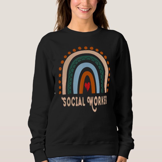 Social Worker Rainbow Cute Appreciation Essential  Sweatshirt (Front)