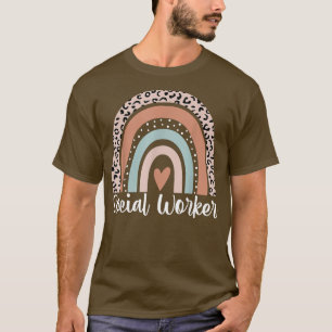Social Worker Rainbow Leopard Funny Social Worker T-Shirt