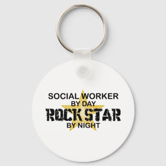 Social Worker Rock Star by Night Key Ring