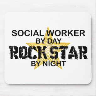 Social Worker Rock Star by Night Mouse Mat