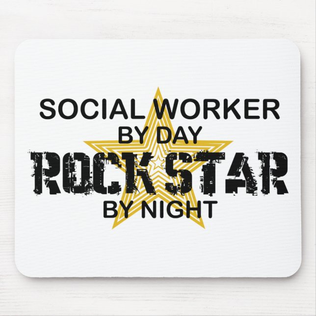 Social Worker Rock Star by Night Mouse Mat (Front)