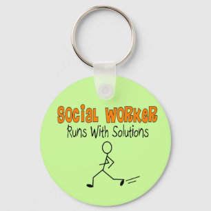 Social Worker "Runs with Solutions" Funny Gifts Key Ring