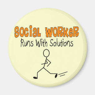 Social Worker "Runs with Solutions" Funny Gifts Magnet
