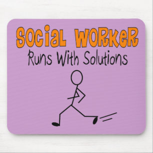 Social Worker "Runs with Solutions" Funny Gifts Mouse Mat