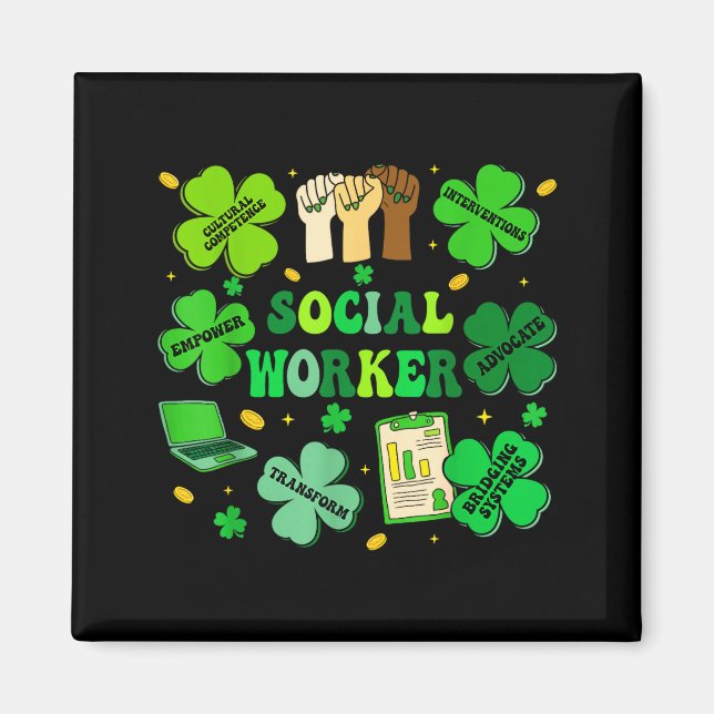 Social worker shamrock st patricks day social work magnet (Front)