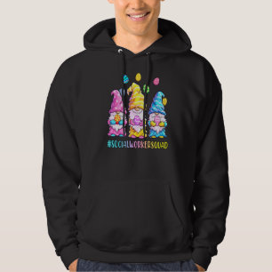 Social Worker Squad Cute Three Gnomes Holding Egg  Hoodie