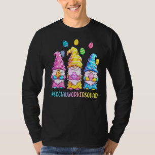Social Worker Squad Cute Three Gnomes Holding Egg T-Shirt