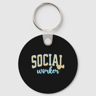 Social Worker Sunshine Summer Vacation Beach Socia Key Ring