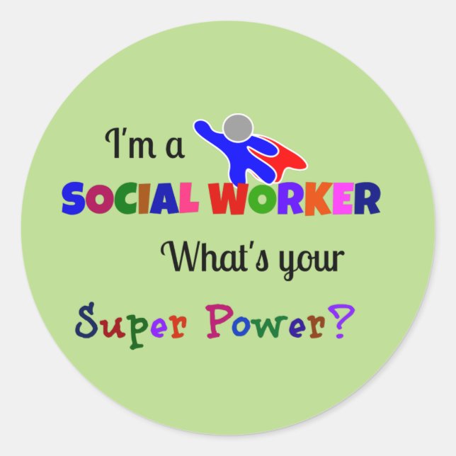 Social Worker Superhero Classic Round Sticker (Front)