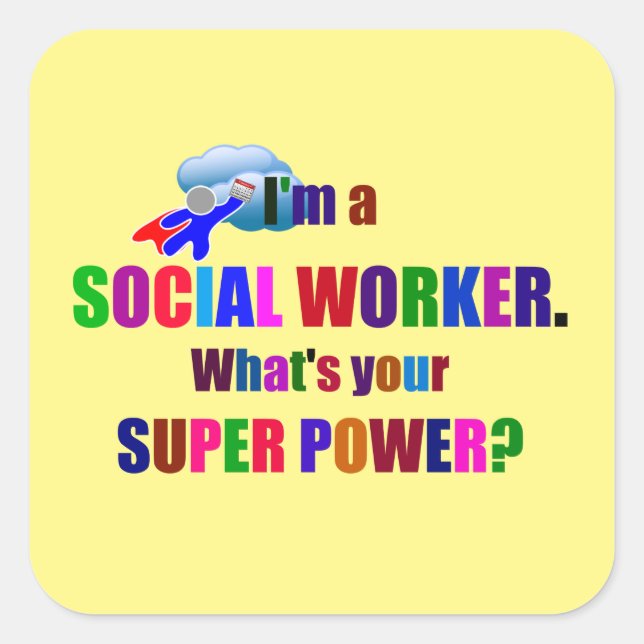 Social Worker Superhero Humour Square Sticker (Front)
