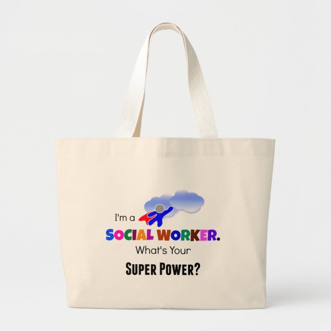 Social Worker Superhero Large Tote Bag (Front)