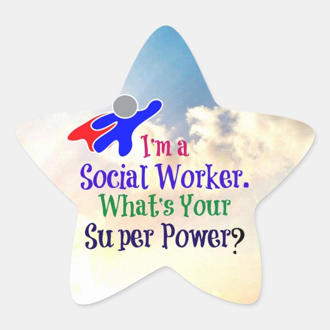 Social Worker Superhero Star Sticker (Front)