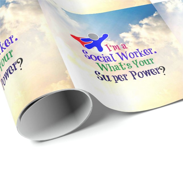 Social Worker Superhero Wrapping Paper (Roll Corner)
