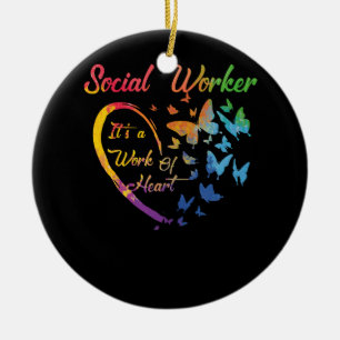 Social Worker Support It_s A Work of Heart Colorfu Ceramic Tree Decoration