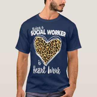 Social Worker Tee Cute Leopard Plaid Gift for