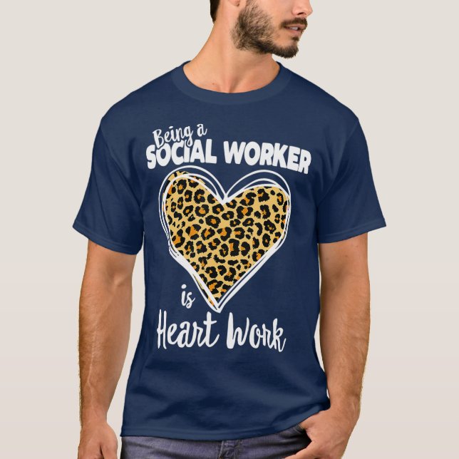 Social Worker Tee Cute Leopard Plaid Gift for (Front)