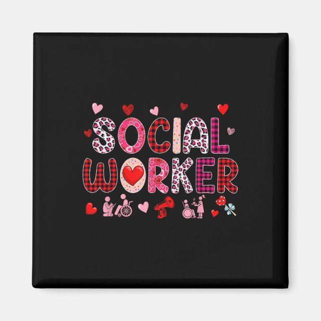 Social Worker Tools Valentine's Day Leopard Cute H Magnet (Front)
