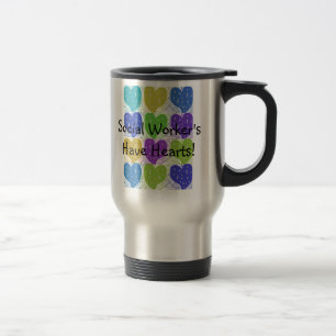 Social Worker Travel Mug Hearts Design