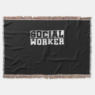 Social Worker Vintage Funny Job Title School Worke Throw Blanket