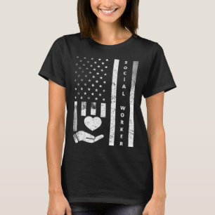 Social Worker Vintage US Flag Proud Social Worker T-Shirt