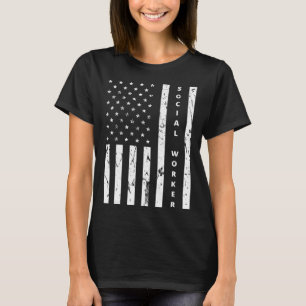 Social Worker Vintage US Flag Proud Social Worker T-Shirt