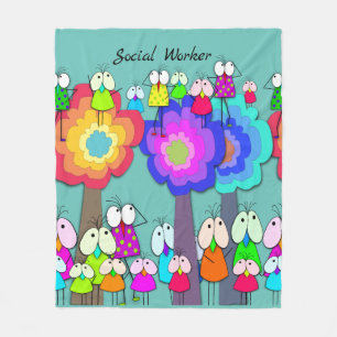 Social Worker Whimsical Birds   Fleece Blanket