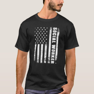Social Worker With American Flag Usa Patriotic Soc T-Shirt