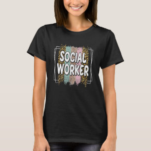 Social Worker Women Youth Leopard Social Worker Mo T-Shirt