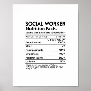 Social Workers Nutrition Facts Sticker  Poster