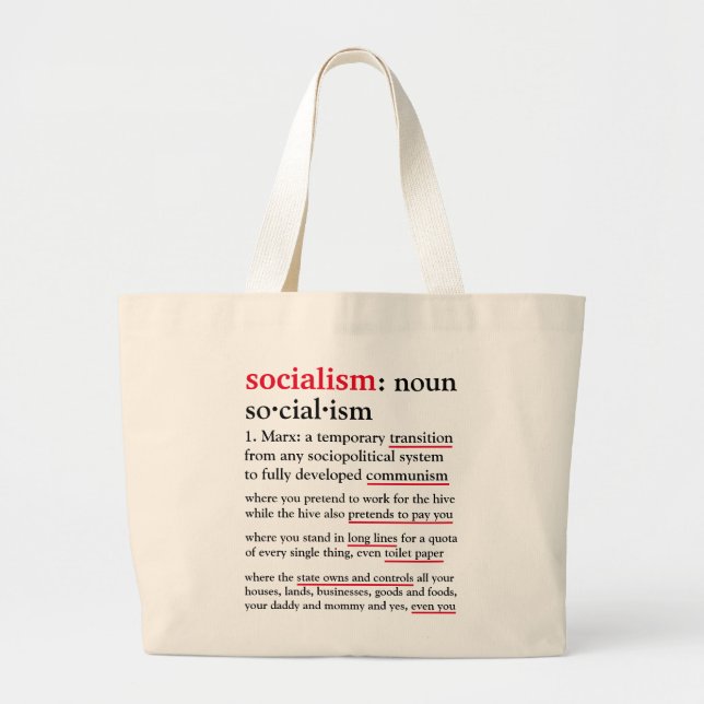 Socialism defined Jumbo tote (Front)