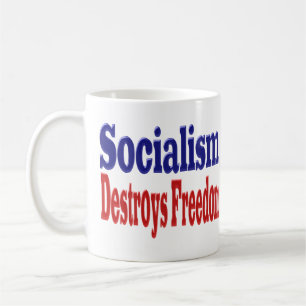 Socialism Destroys Freedom with red blue half Coffee Mug
