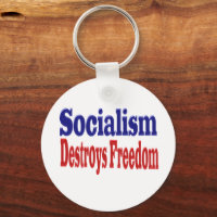 Socialism Destroys Freedom with red blue text