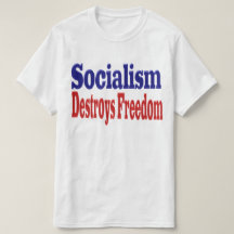 Socialism Destroys Freedom with red blue text