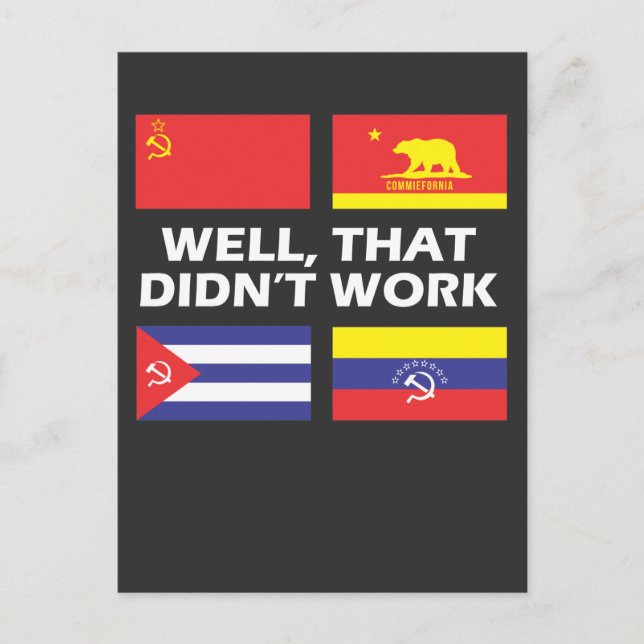 Socialism Doesn't Work Anti Socialism Communism Postcard (Front)