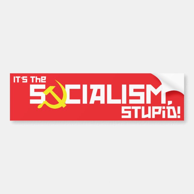 Socialism Stupid - Red Bumper Sticker (Front)