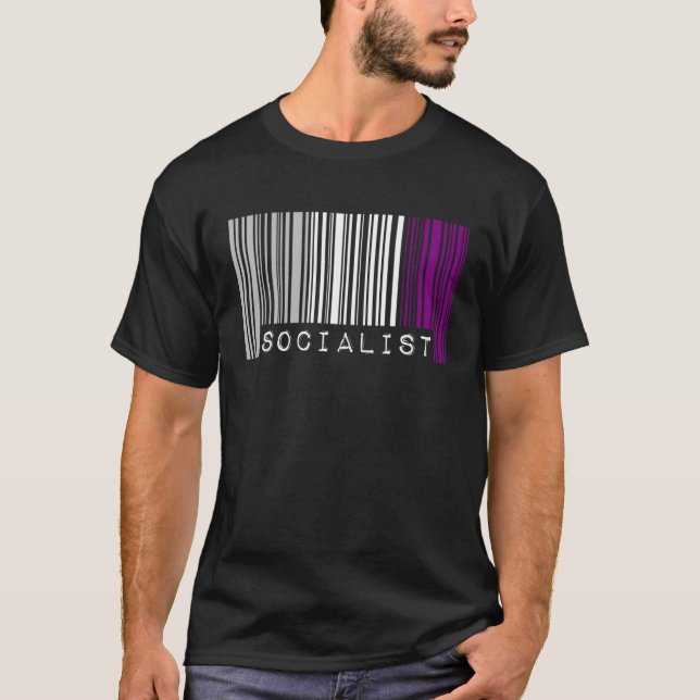 Socialist Asexual Pride Flag Barcode Progressive D T-Shirt (Front)