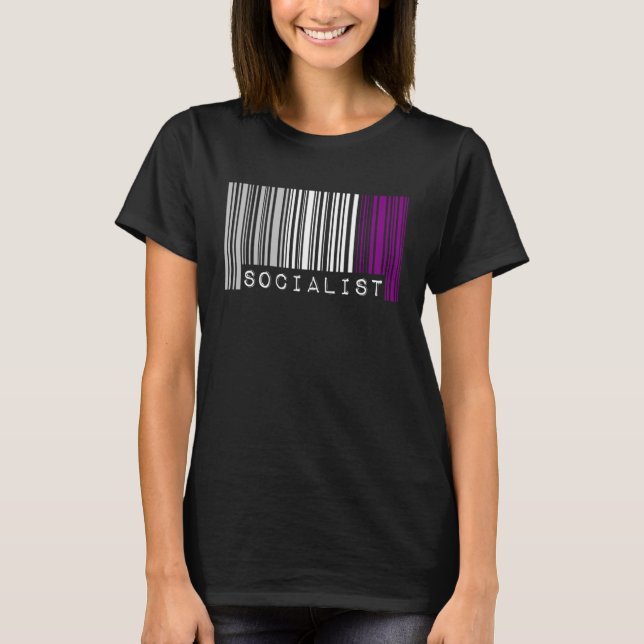 Socialist Asexual Pride Flag Barcode Progressive D T-Shirt (Front)