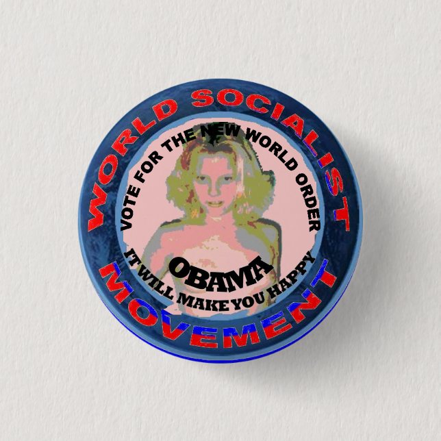 SOCIALIST CHICK 3 CM ROUND BADGE (Front)