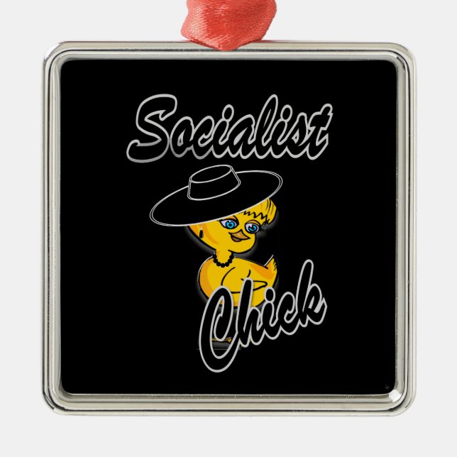Socialist Chick #4 Metal Tree Decoration (Front)