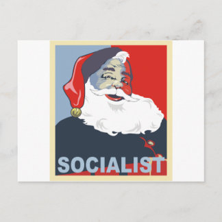 socialist santa holiday postcard