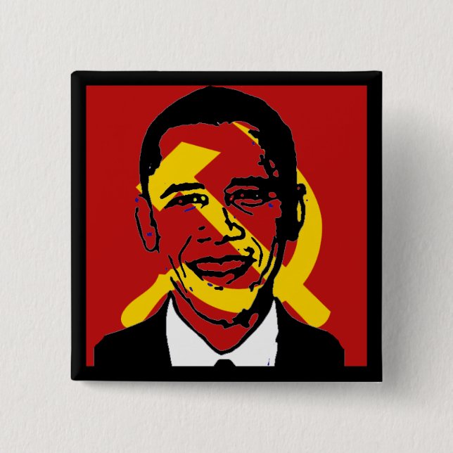 socialistobama 15 cm square badge (Front)